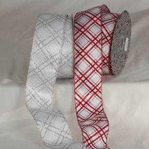 Wired Christmas Diamond Stripes Ribbon