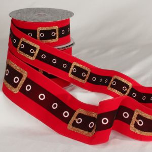 Wired Velvet Santa's Belt Ribbon