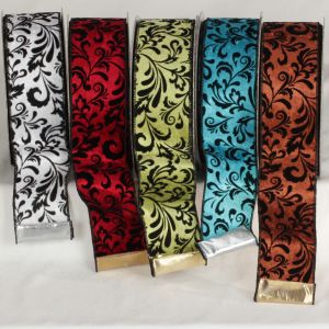 Black Wired Swirly Velvet Ribbon