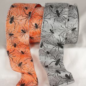 Silver Wired Spider in Web Ribbon