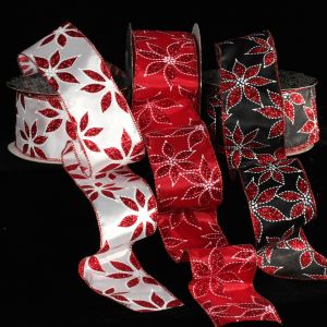 Wired Modern Poinsettia Ribbon