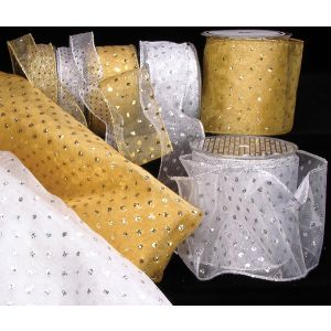 Wired Edge Organza with Glitter Dots Ribbon