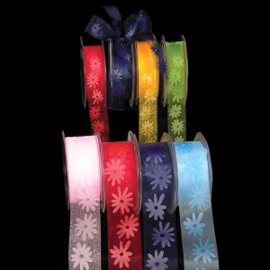 Sheer Organza Spring Flowers Ribbon