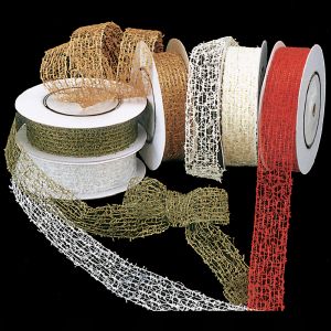 Wired Open Weave Natural Ribbon