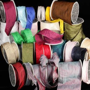 Wired Crinkled Satin Silk Ribbon
