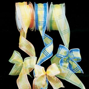 French Wire Plaid Organza Ribbon