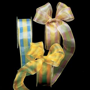 Wired Sheer Spring Plaid Ribbon