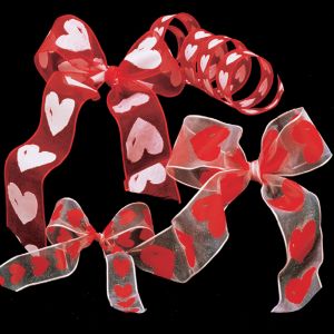 Wired Sheer "Love" Hearts Ribbon