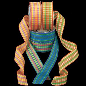 Wire Edge Taffeta Mini Check Ribbon