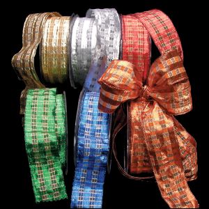 French Wired Lame Check Abby Ribbon