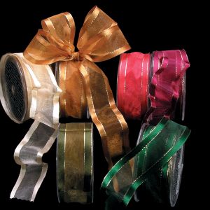 Wire Edge Organdy Gold Georgette Ribbon