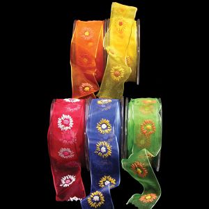Wire Edge Sheer Spring Bloom Ribbon