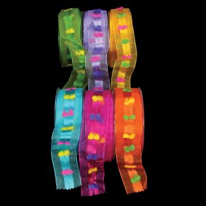 Wired Sheer Margaritte Pompom Ribbon