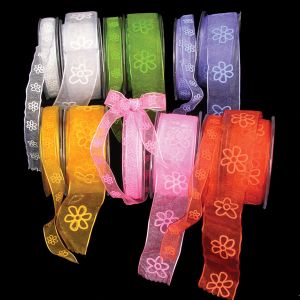 Wire Edge Organza with Flower Ribbon