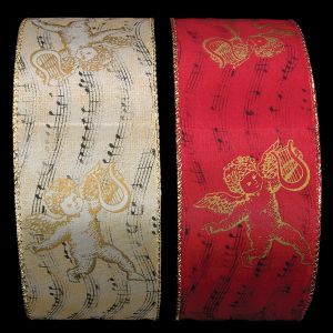 Gold Wired Angel and Notes Ribbon
