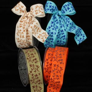 Wired Velvet Leaves Ribbon