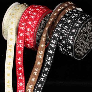 Wired Grosgrain Stags Ribbon