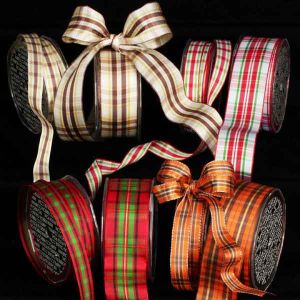 Wired Woven Narrow Plaid Ribbon