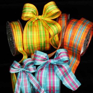 Wired Woven Narrow Plaid Ribbon