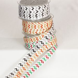 Wired Glitter Chevron Print Ribbon