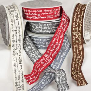 Wired Print Feliz Navidad on Taffeta Ribbon