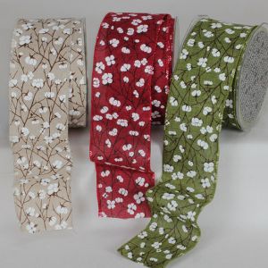 Wired Cotton Flower Ribbon