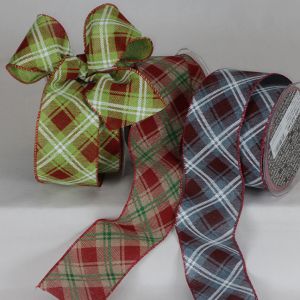 Wired Diagonal Plaid Ribbon