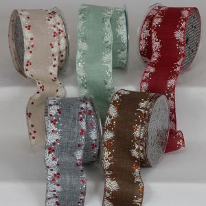 Holly Edge Wired Ribbon