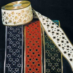 Wired Velvet 6 point Cut Out Star Ribbon