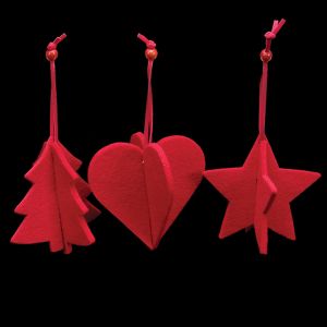 Tree/Heart/Star Felt Ornament