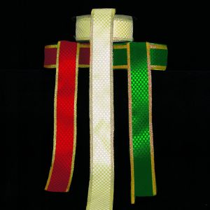 Gold Wired Woven Check Jacquard Ribbon