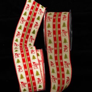 Wired Snowpeople on Burlap Ribbon