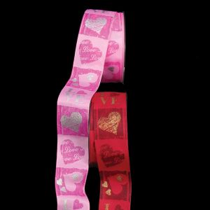 Wired Taffeta Print Love Ribbon