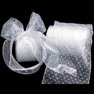Flock Organza With Silver Wired Edge Ribbon