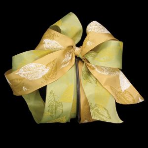 Wired Taffeta Print Fall Leaves Ribbon