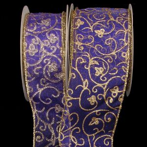 Wired Sheer Flower Swirl Ribbon