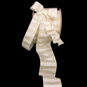 Wired Edge Taffeta With Gold & Pearls Ribbon