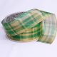 French Wired Metallic Tartan 1 1/2 In 25 Yards Forest/gold