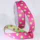 Pink/Lime Woven Taffeta Double Dots  1 inch 27 yards