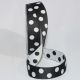 Black/White Woven Taffeta Double Dots  1 inch 27 yards
