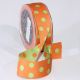 Orange/Lime Woven Taffeta Double Dots 1.5 inch 27 yards