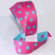 Pink/Blue Woven Taffeta Double Dots 1.5 inch 27 yards