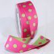 Pink/Lime Woven Taffeta Double Dots 1.5 inch 27 yards