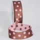 Pink/Brown Woven Taffeta Double Dots 1.5 inch 27 yards