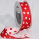 Red/White Woven Taffeta Double Dots 1.5 inch 27 yards