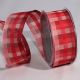 Wire Edge Color Plaid 1.5 inch 25 yards Red