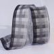 Wire Edge Color Plaid 1.5 inch 25 yards Grey