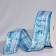 Wired Taffeta Check with Print 1.5 Inch 22 Yards Light Blue