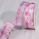 Wired Taffeta Check With Print 1.5 Inch 22 Yards Pink
