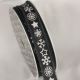 Fringed Edge Stars & Ice Ribbon Black/White 0.75 inch by 18 yards